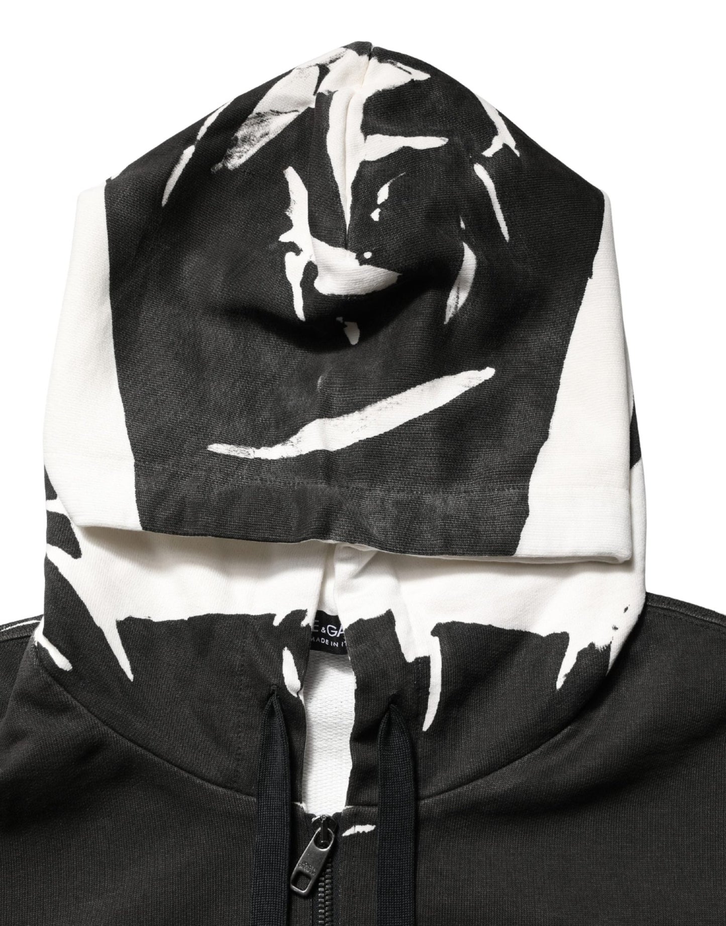 Dolce & Gabbana Black Cotton Logo Hooded Full Zip Sweater - HBPS Beauty & Fashion