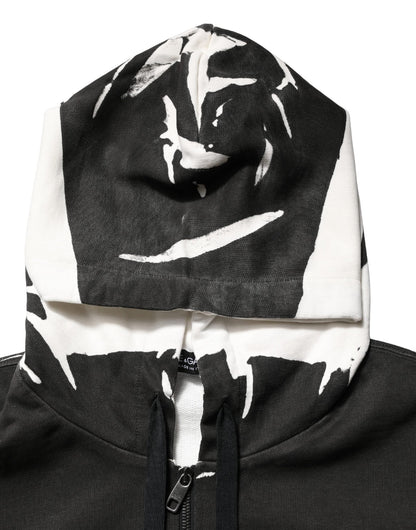 Dolce & Gabbana Black Cotton Logo Hooded Full Zip Sweater - HBPS Beauty & Fashion