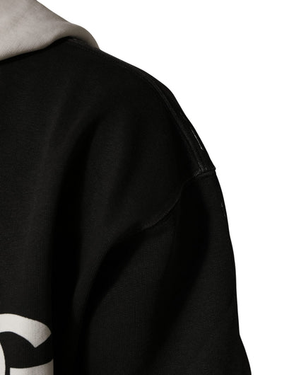 Dolce & Gabbana Black Cotton Logo Hooded Full Zip Sweater - HBPS Beauty & Fashion