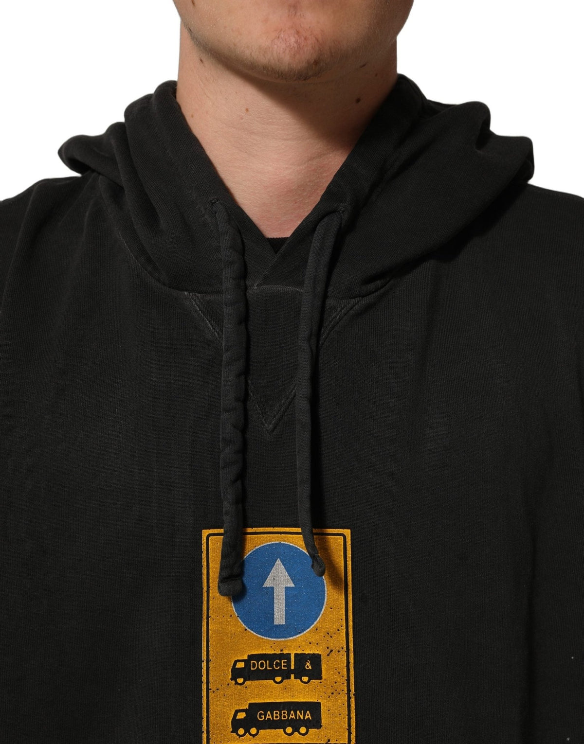 Dolce & Gabbana Black Cotton Logo Hooded Oversize Sweater - HBPS Beauty & Fashion