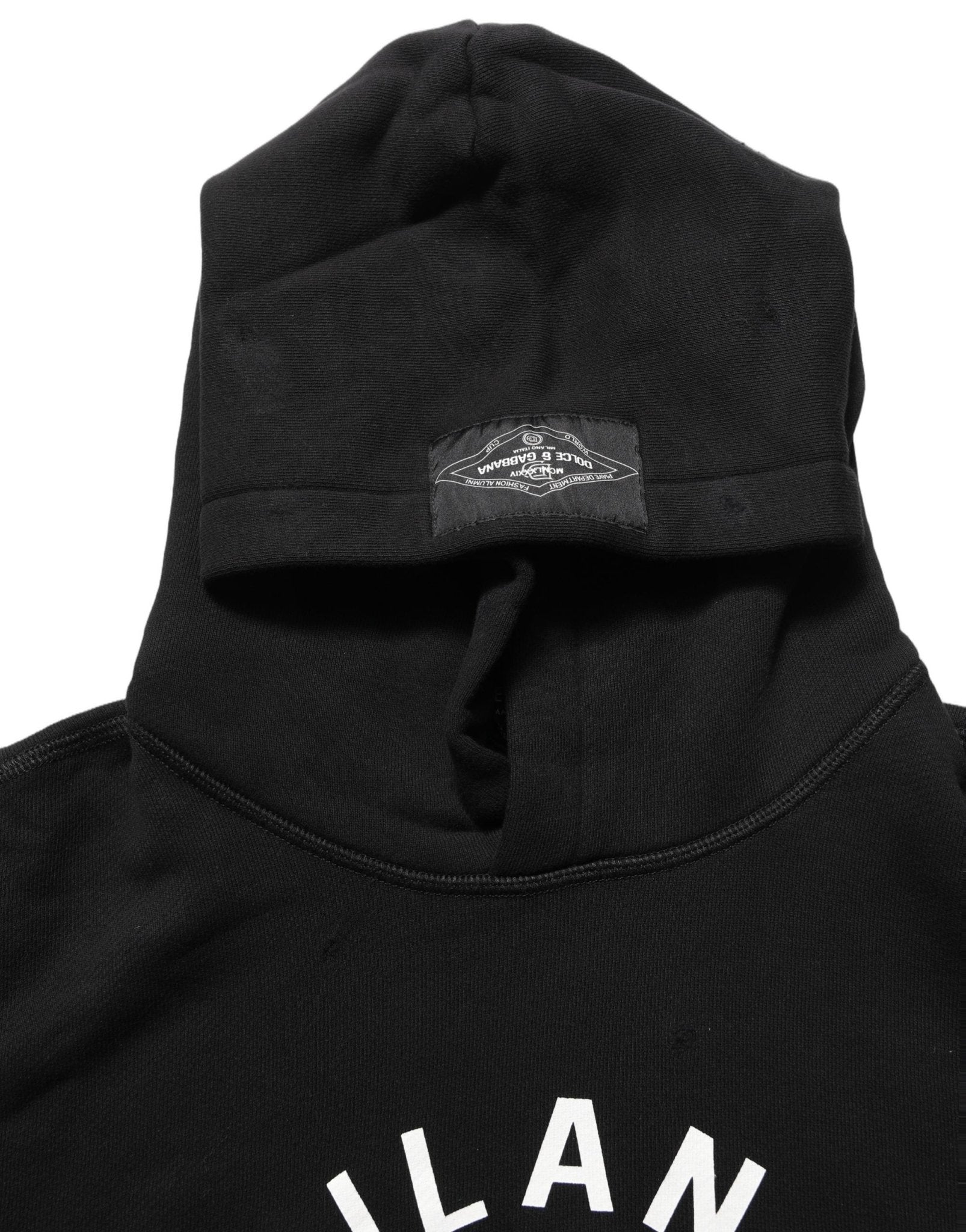 Dolce & Gabbana Black Cotton Milano1984 Print Hoodie Sweater - HBPS Beauty & Fashion