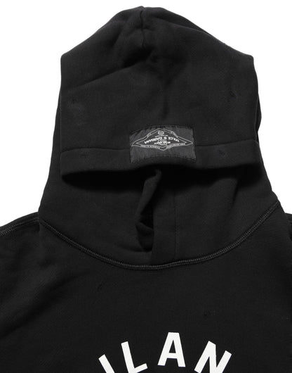 Dolce & Gabbana Black Cotton Milano1984 Print Hoodie Sweater - HBPS Beauty & Fashion
