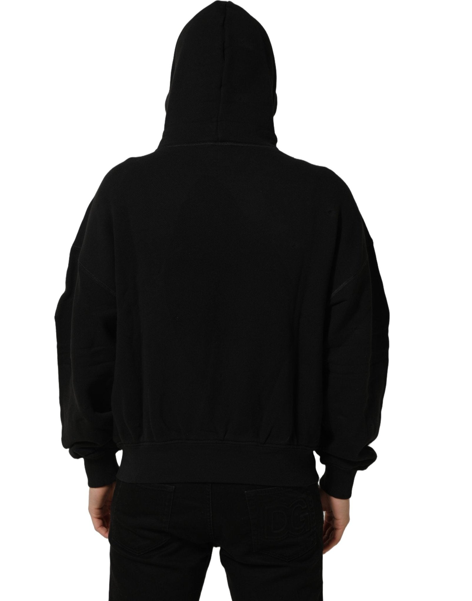 Dolce & Gabbana Black Cotton Milano1984 Print Hoodie Sweater - HBPS Beauty & Fashion