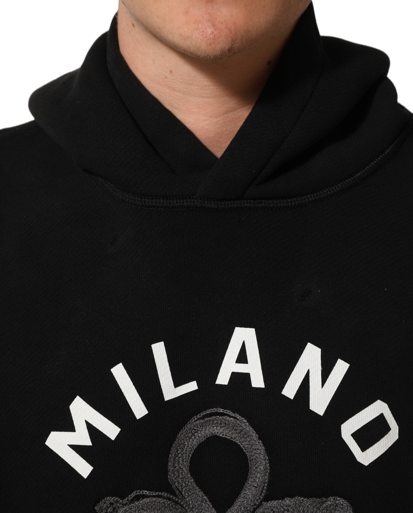 Dolce & Gabbana Black Cotton Milano1984 Print Hoodie Sweater - HBPS Beauty & Fashion