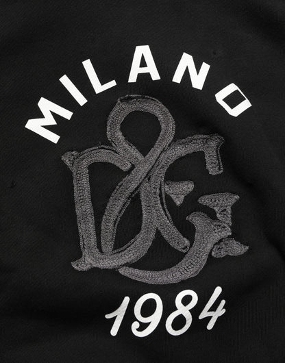 Dolce & Gabbana Black Cotton Milano1984 Print Hoodie Sweater - HBPS Beauty & Fashion
