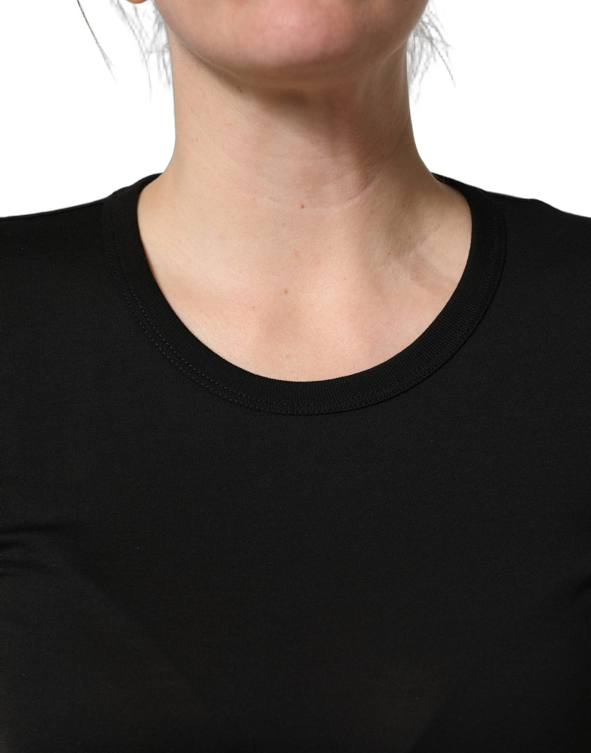 Dolce & Gabbana Black Cotton Round Neck Short Sleeve T-shirt - HBPS Beauty & Fashion