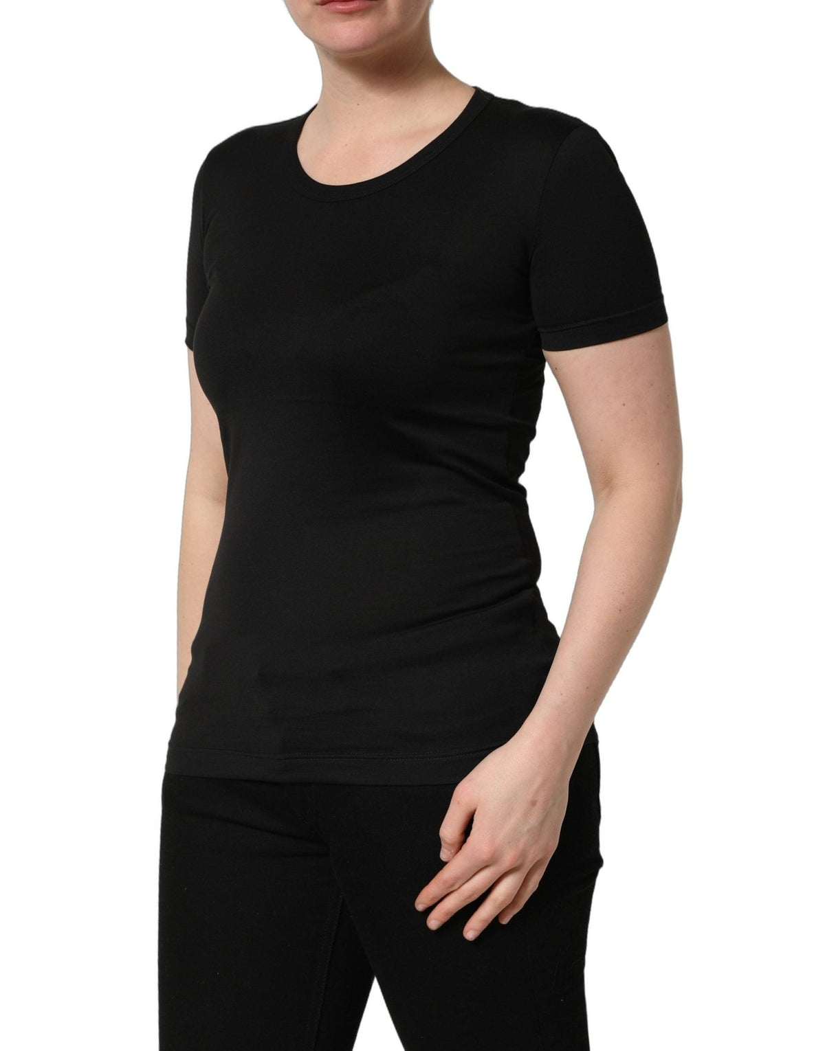 Dolce & Gabbana Black Cotton Round Neck Short Sleeve T-shirt - HBPS Beauty & Fashion