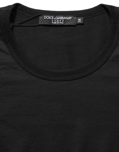 Dolce & Gabbana Black Cotton Round Neck Short Sleeve T-shirt - HBPS Beauty & Fashion
