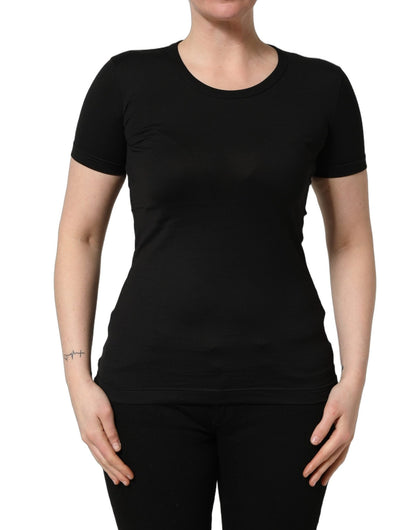 Dolce & Gabbana Black Cotton Round Neck Short Sleeve T-shirt - HBPS Beauty & Fashion