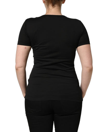 Dolce & Gabbana Black Cotton Round Neck Short Sleeve T-shirt - HBPS Beauty & Fashion