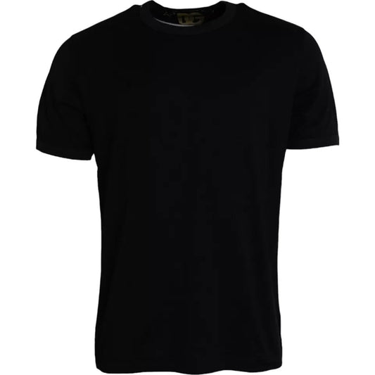 Dolce & Gabbana Black Cotton Round Neck Short Sleeves Men T-shirt - HBPS Beauty & Fashion