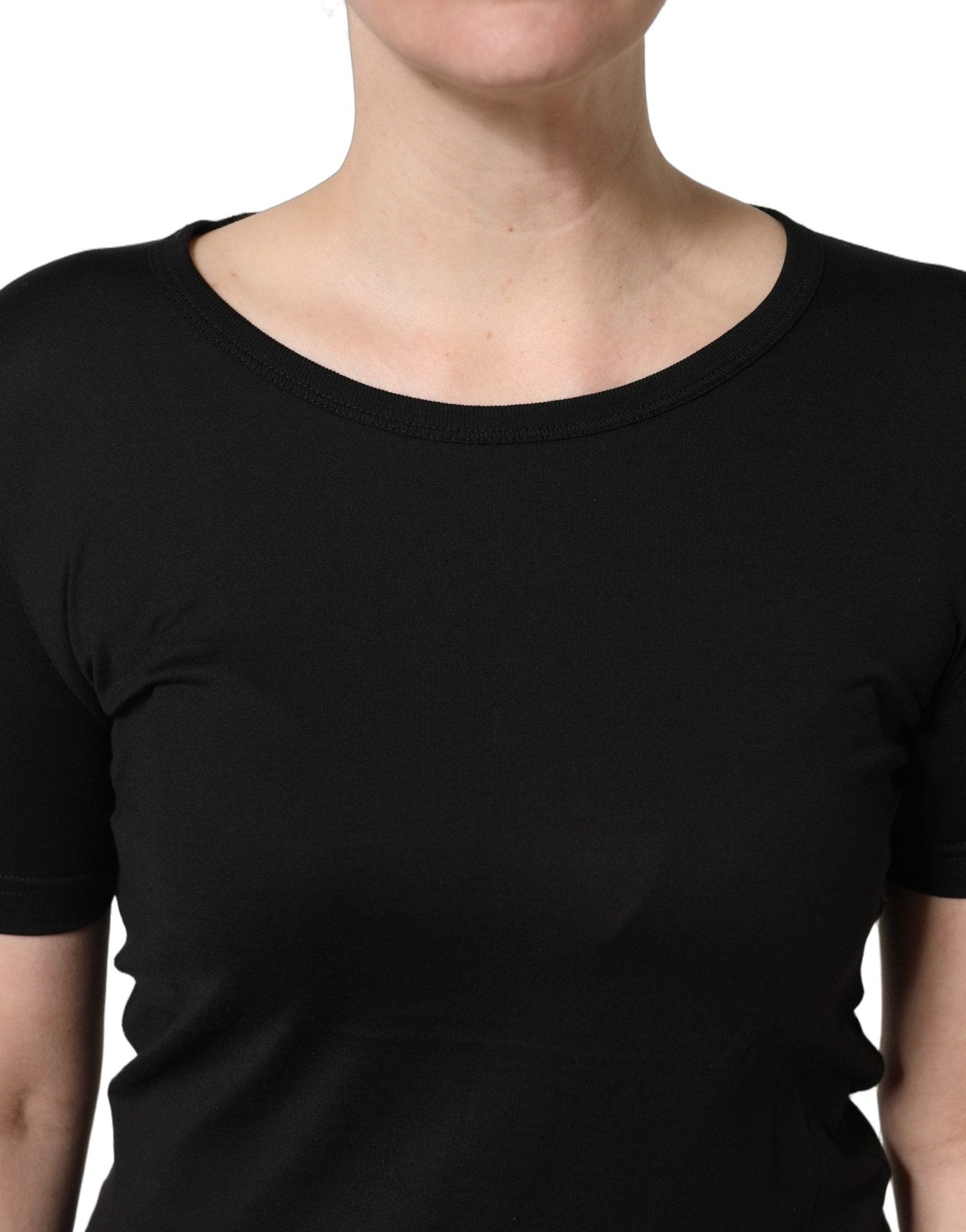 Dolce & Gabbana Black Cotton Round Neck Short Sleeves T-Shirt - HBPS Beauty & Fashion