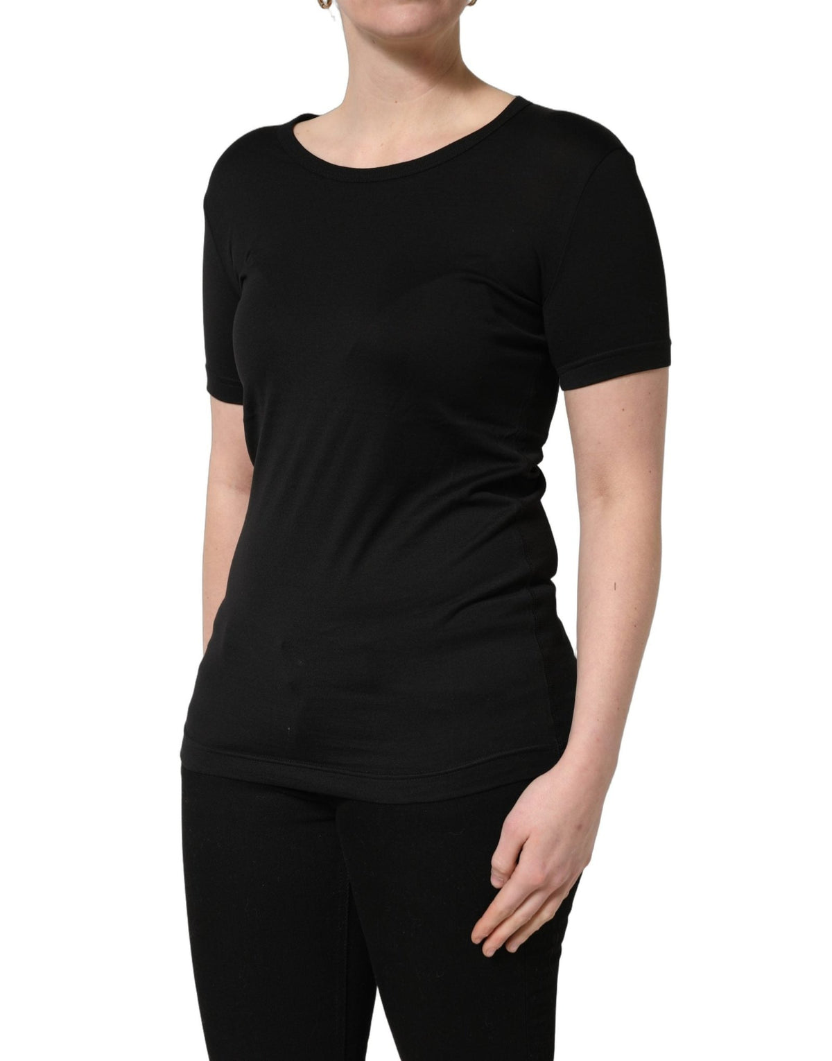 Dolce & Gabbana Black Cotton Round Neck Short Sleeves T-Shirt - HBPS Beauty & Fashion