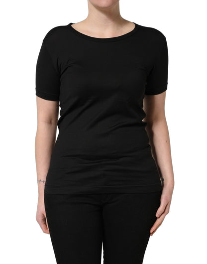 Dolce & Gabbana Black Cotton Round Neck Short Sleeves T-Shirt - HBPS Beauty & Fashion