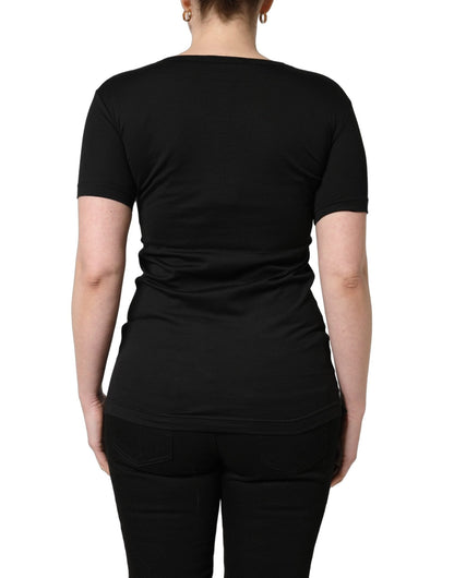 Dolce & Gabbana Black Cotton Round Neck Short Sleeves T-Shirt - HBPS Beauty & Fashion