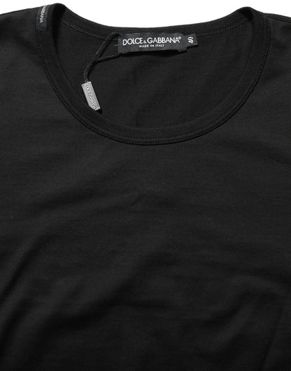 Dolce & Gabbana Black Cotton Round Neck Short Sleeves T-Shirt - HBPS Beauty & Fashion