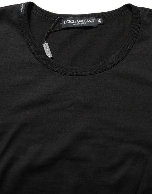 Dolce & Gabbana Black Cotton Round Neck Short Sleeves T-Shirt - HBPS Beauty & Fashion