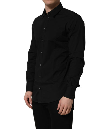 Dolce & Gabbana Black Cotton Stretch GOLD Fit Dress Shirt - HBPS Beauty & Fashion