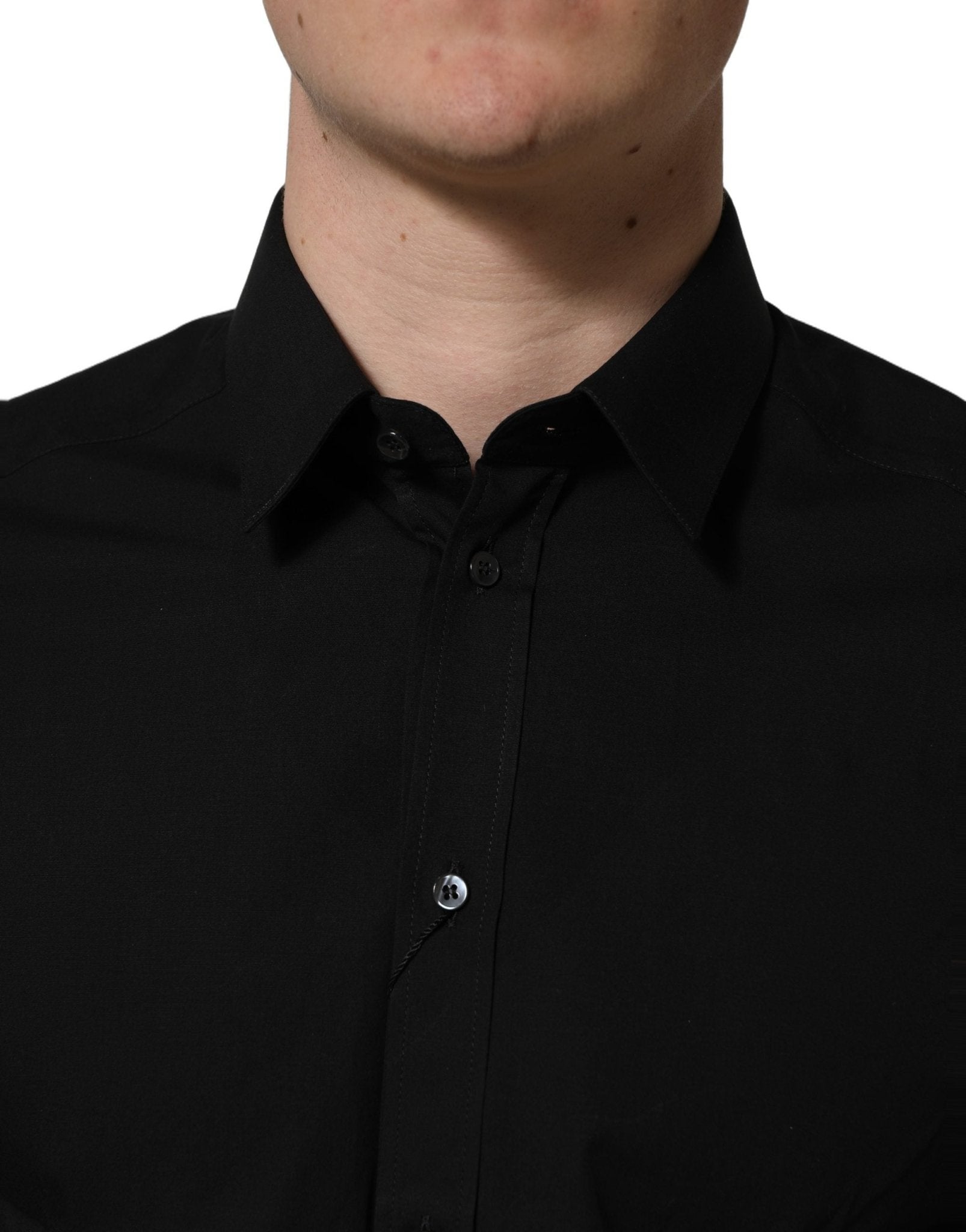 Dolce & Gabbana Black Cotton Stretch GOLD Fit Dress Shirt - HBPS Beauty & Fashion