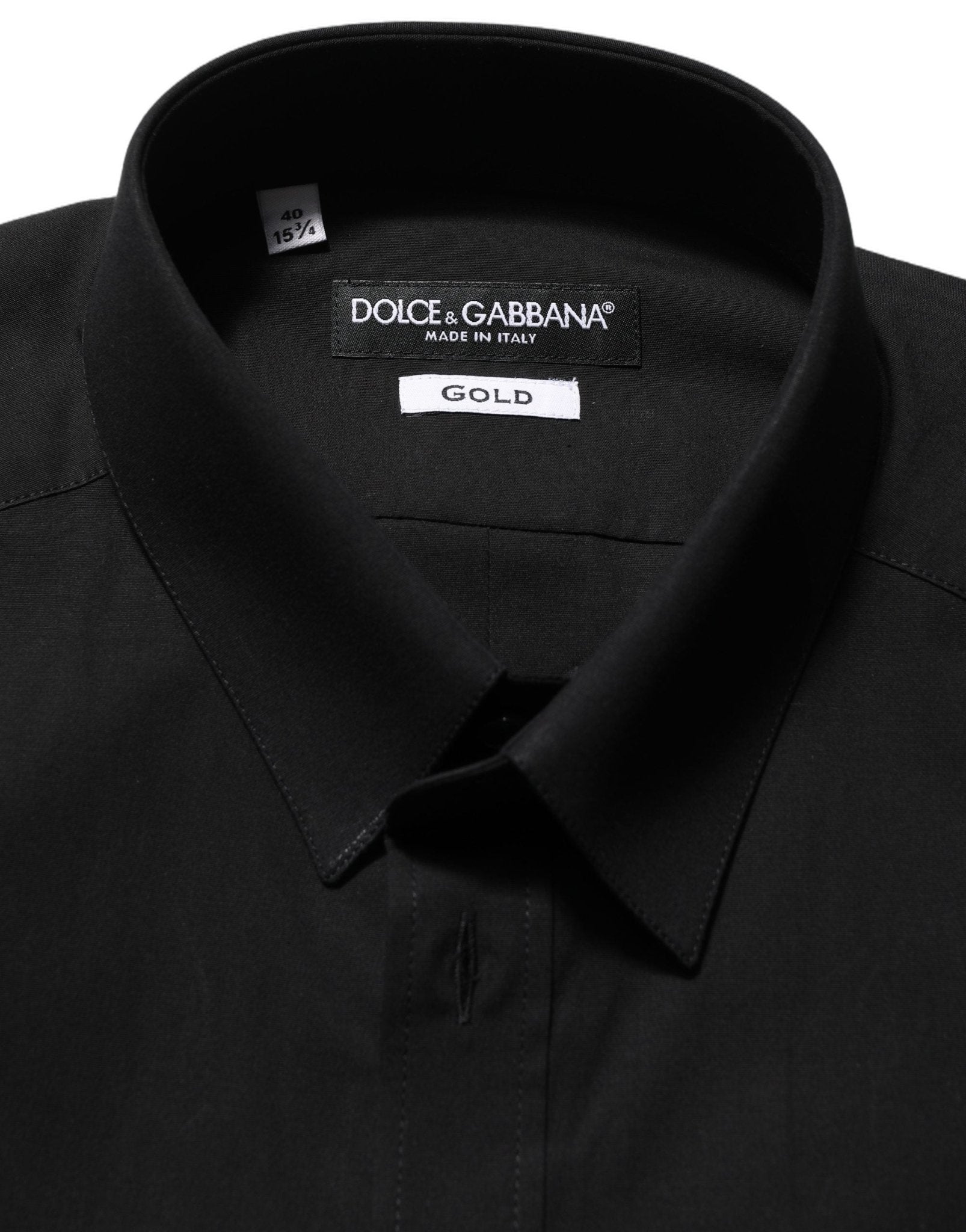 Dolce & Gabbana Black Cotton Stretch GOLD Fit Dress Shirt - HBPS Beauty & Fashion