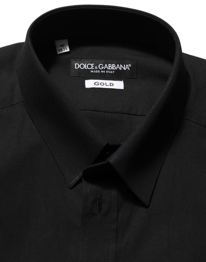 Dolce & Gabbana Black Cotton Stretch GOLD Fit Dress Shirt - HBPS Beauty & Fashion
