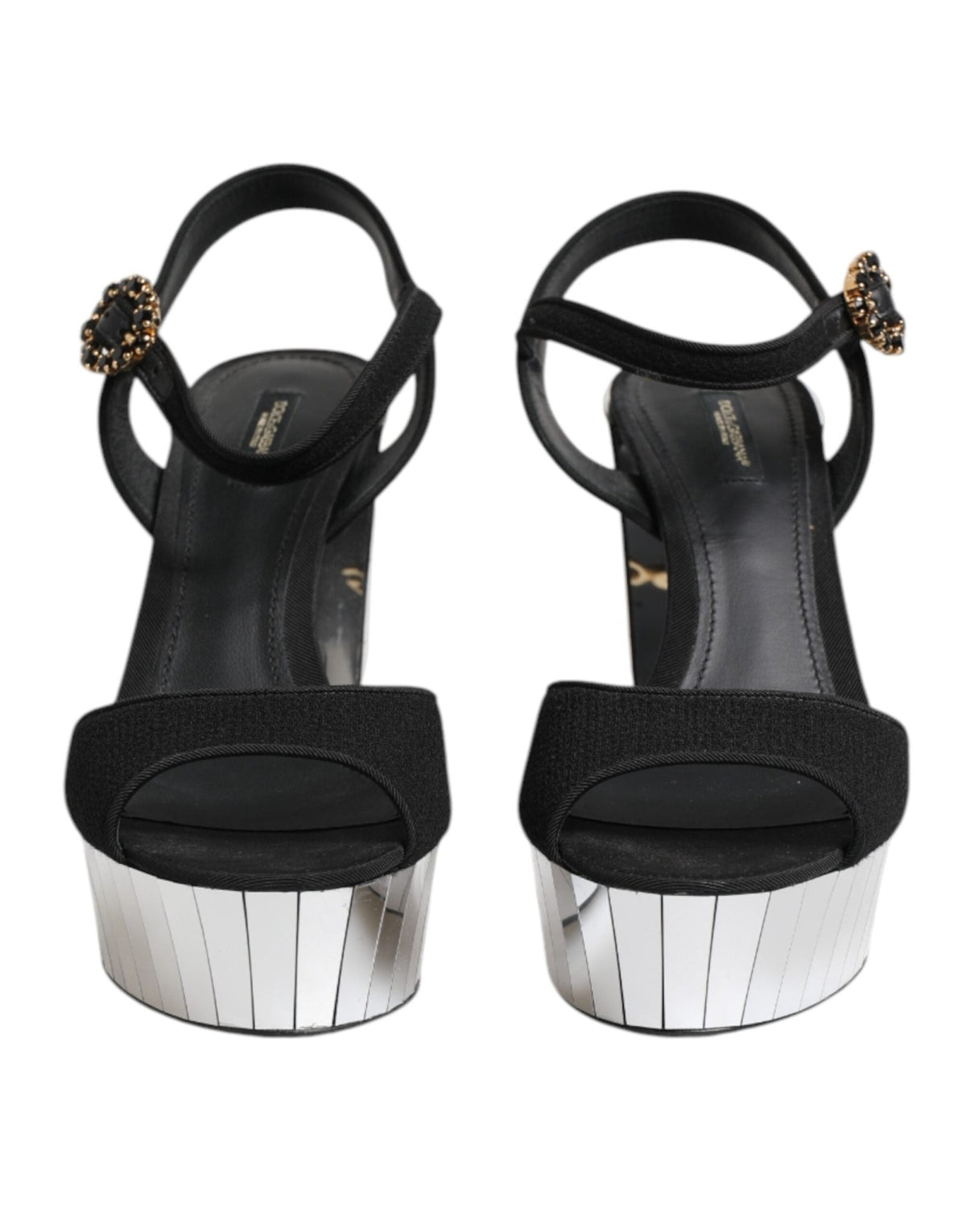 Dolce & Gabbana Black Crystal Ankle Strap Keira Sandal Shoes - HBPS Beauty & Fashion