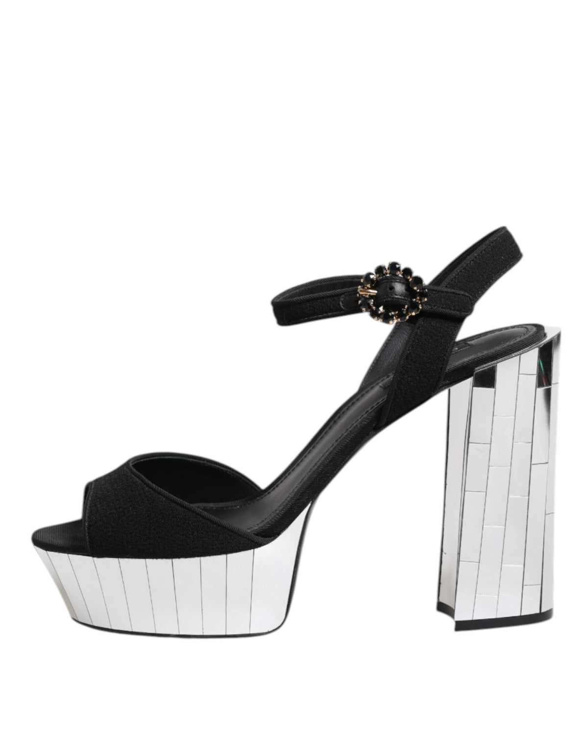 Dolce & Gabbana Black Crystal Ankle Strap Keira Sandal Shoes - HBPS Beauty & Fashion