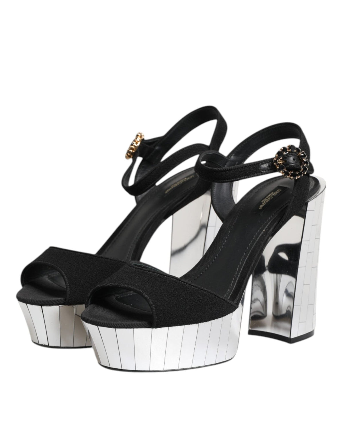 Dolce & Gabbana Black Crystal Ankle Strap Keira Sandal Shoes - HBPS Beauty & Fashion