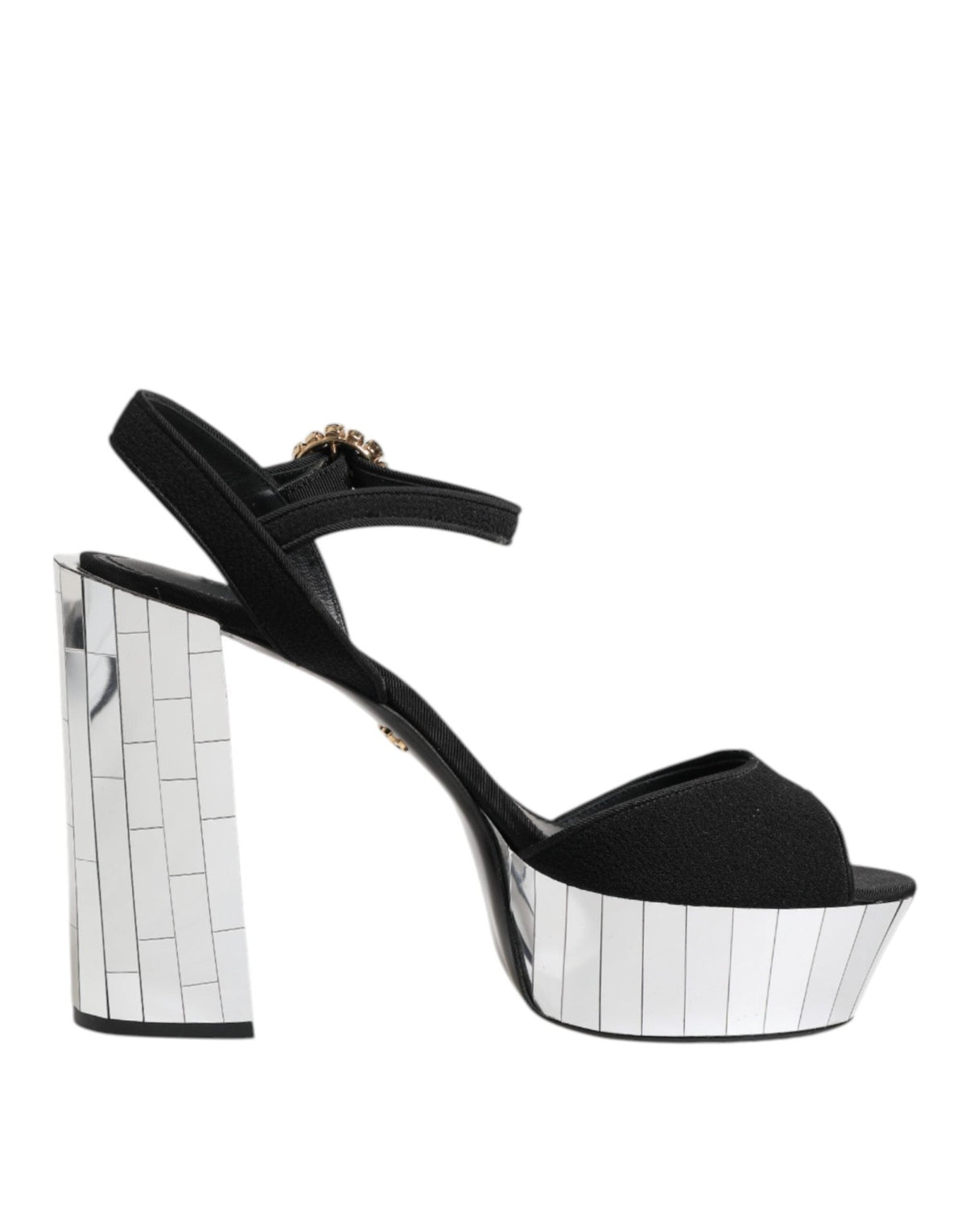 Dolce & Gabbana Black Crystal Ankle Strap Keira Sandal Shoes - HBPS Beauty & Fashion