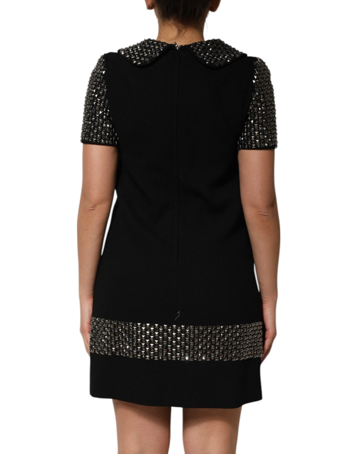 Dolce & Gabbana Black Crystal Embellished Collared Mini Dress - HBPS Beauty & Fashion