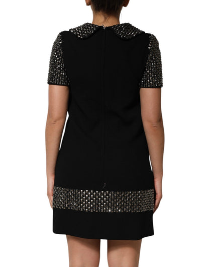 Dolce & Gabbana Black Crystal Embellished Collared Mini Dress - HBPS Beauty & Fashion