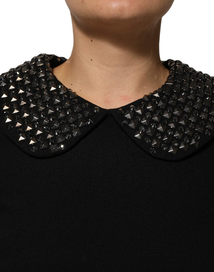 Dolce & Gabbana Black Crystal Embellished Collared Mini Dress - HBPS Beauty & Fashion