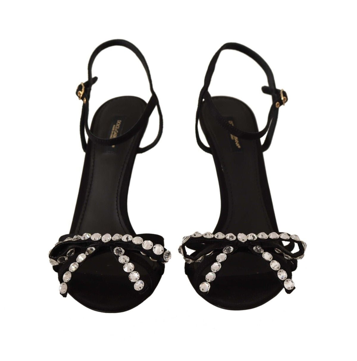 Dolce & Gabbana Black Crystals Ankle Strap Heels Sandals Shoes - HBPS Beauty & Fashion