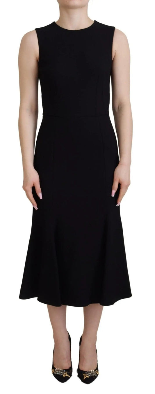Dolce & Gabbana Black Dress Sheath Flare Viscose Dress - HBPS Beauty & Fashion