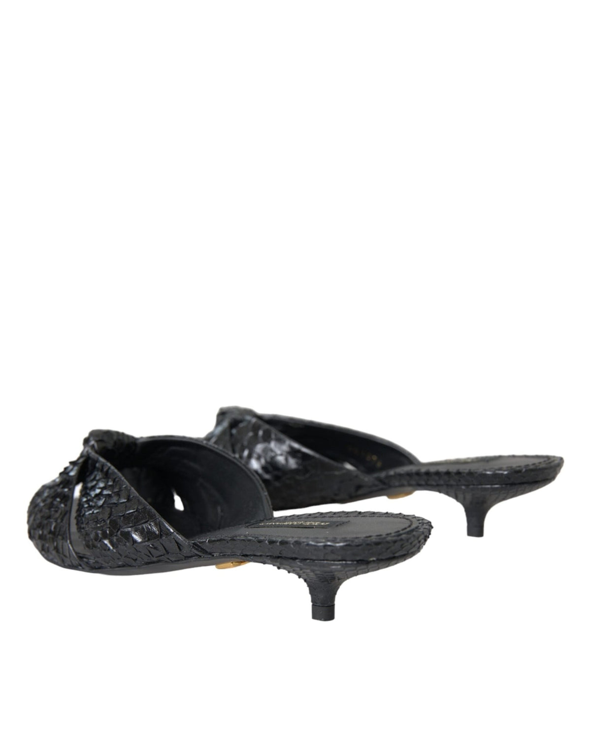 Dolce & Gabbana Black Exotic Leather Heels Slides Shoes - HBPS Beauty & Fashion