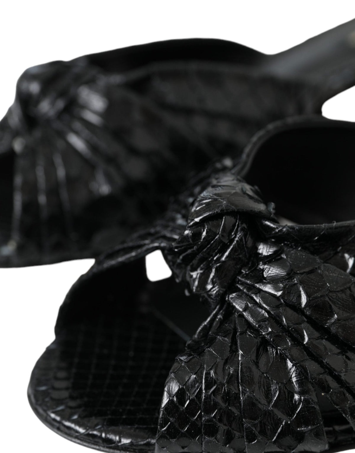 Dolce & Gabbana Black Exotic Leather Heels Slides Shoes - HBPS Beauty & Fashion