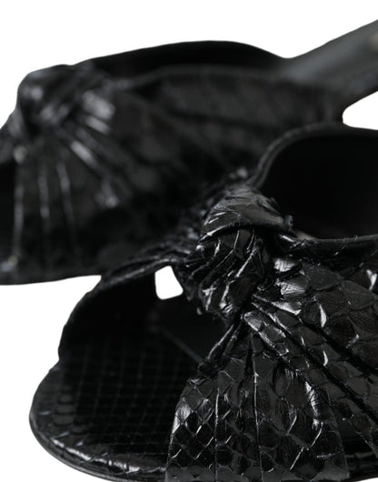Dolce & Gabbana Black Exotic Leather Heels Slides Shoes - HBPS Beauty & Fashion