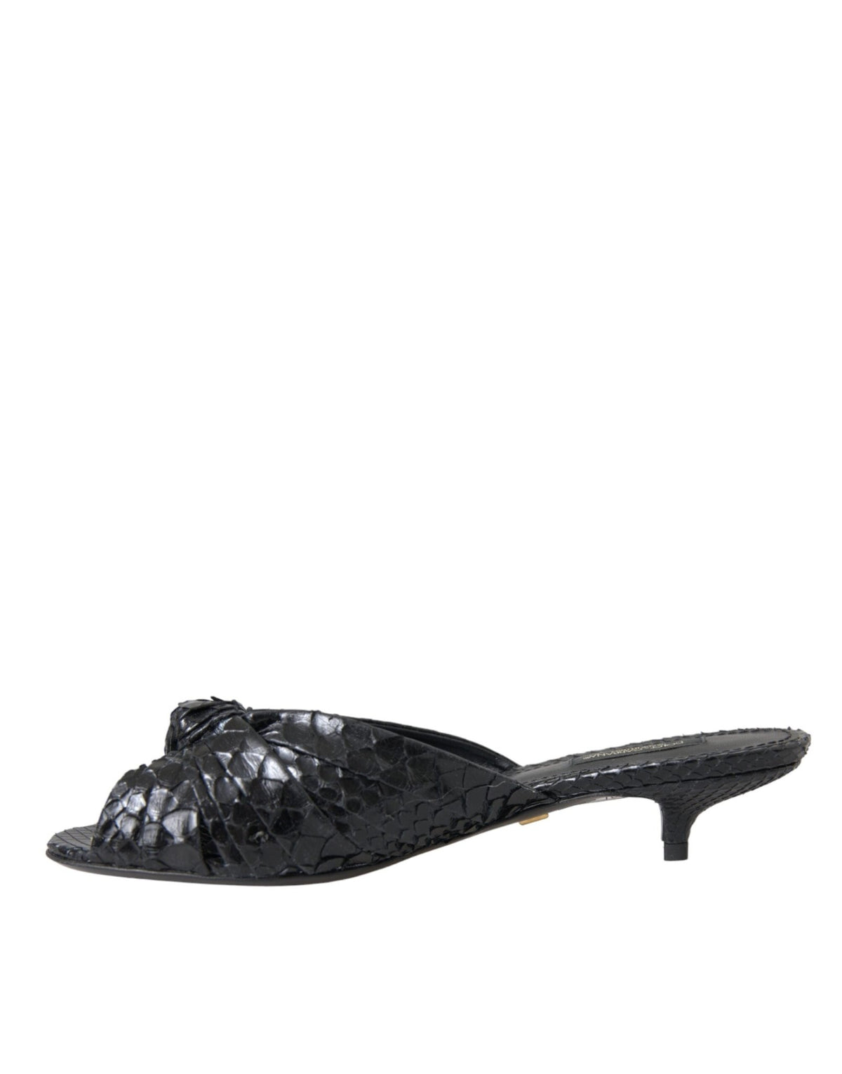 Dolce & Gabbana Black Exotic Leather Heels Slides Shoes - HBPS Beauty & Fashion