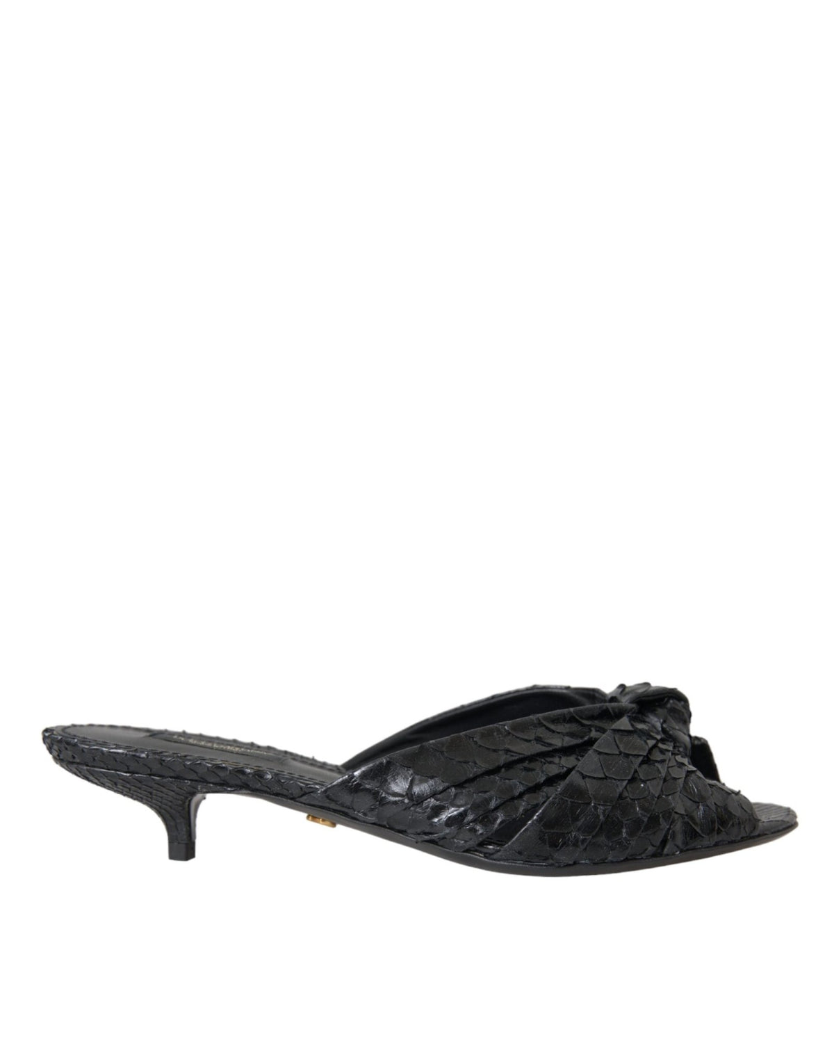 Dolce & Gabbana Black Exotic Leather Heels Slides Shoes - HBPS Beauty & Fashion