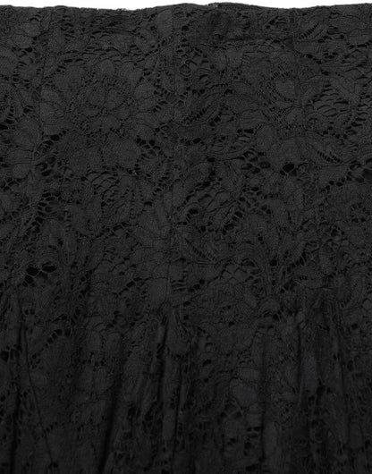 Dolce & Gabbana Black Floral Cut Out Lace A-line Mini Skirt - HBPS Beauty & Fashion