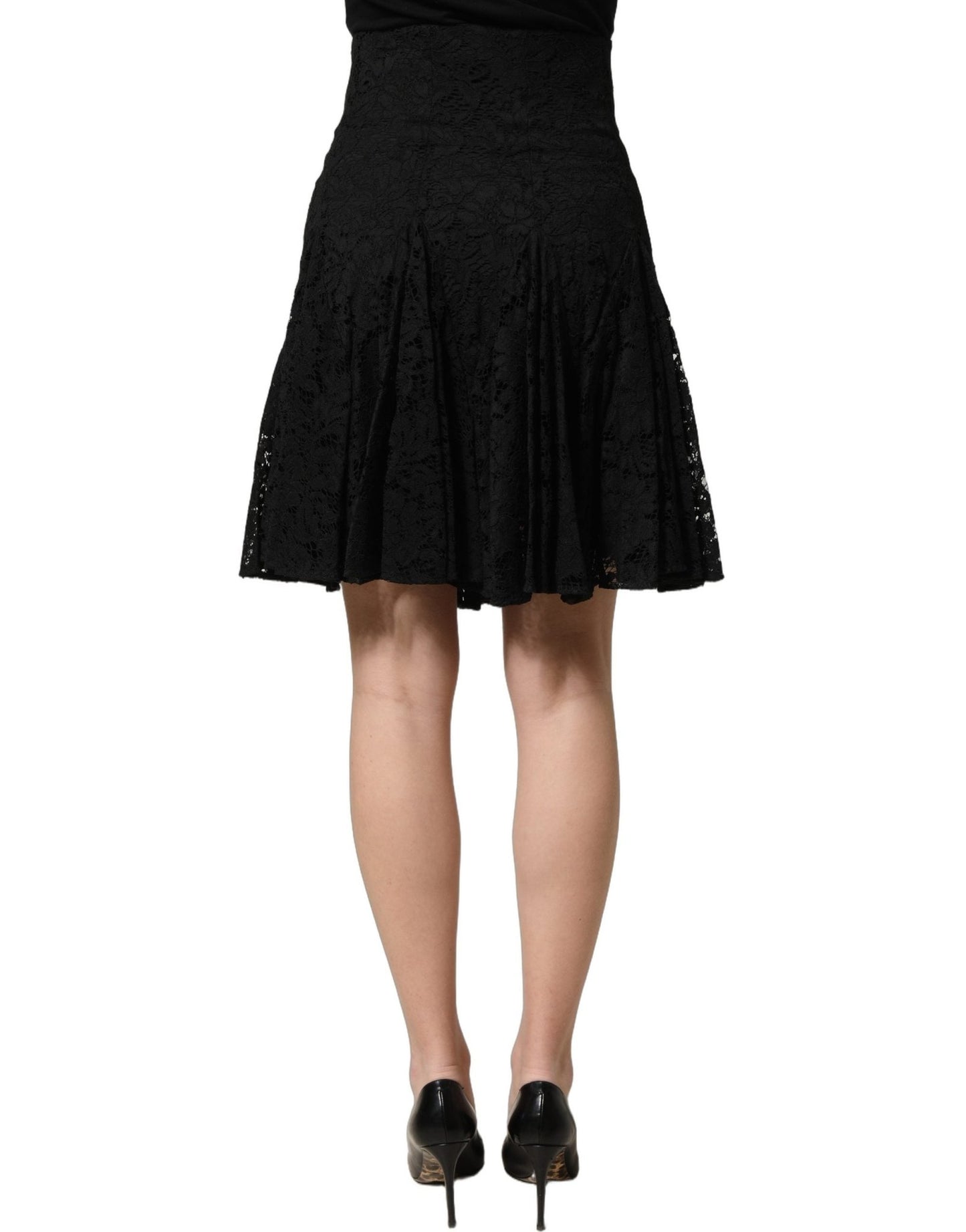 Dolce & Gabbana Black Floral Cut Out Lace A-line Mini Skirt - HBPS Beauty & Fashion