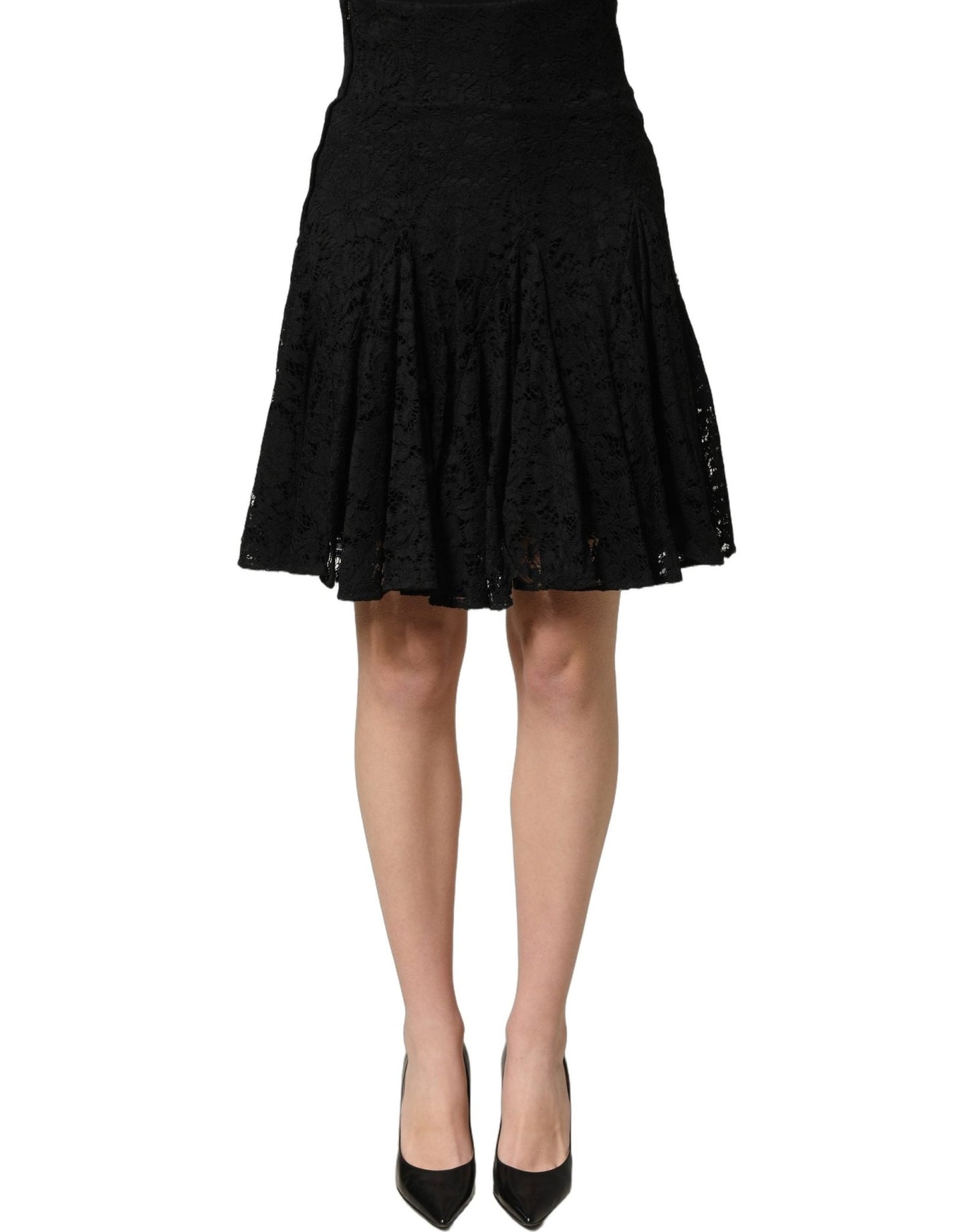Dolce & Gabbana Black Floral Cut Out Lace A-line Mini Skirt - HBPS Beauty & Fashion