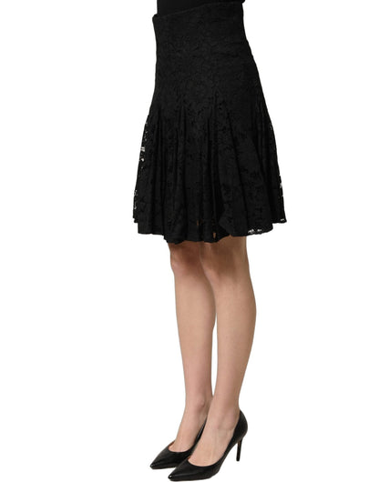Dolce & Gabbana Black Floral Cut Out Lace A-line Mini Skirt - HBPS Beauty & Fashion