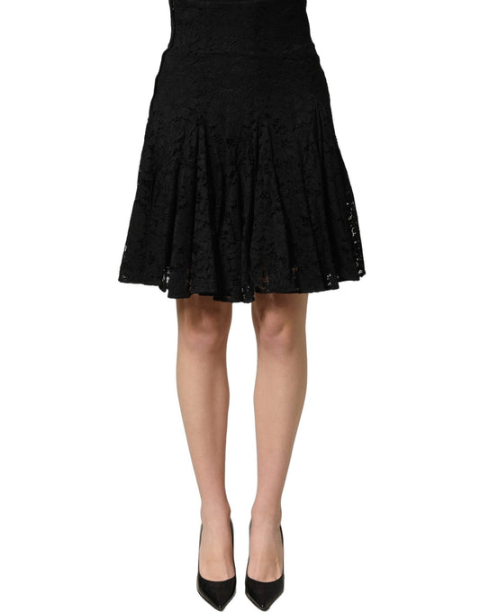 Dolce & Gabbana Black Floral Cut Out Lace A-line Mini Skirt - HBPS Beauty & Fashion