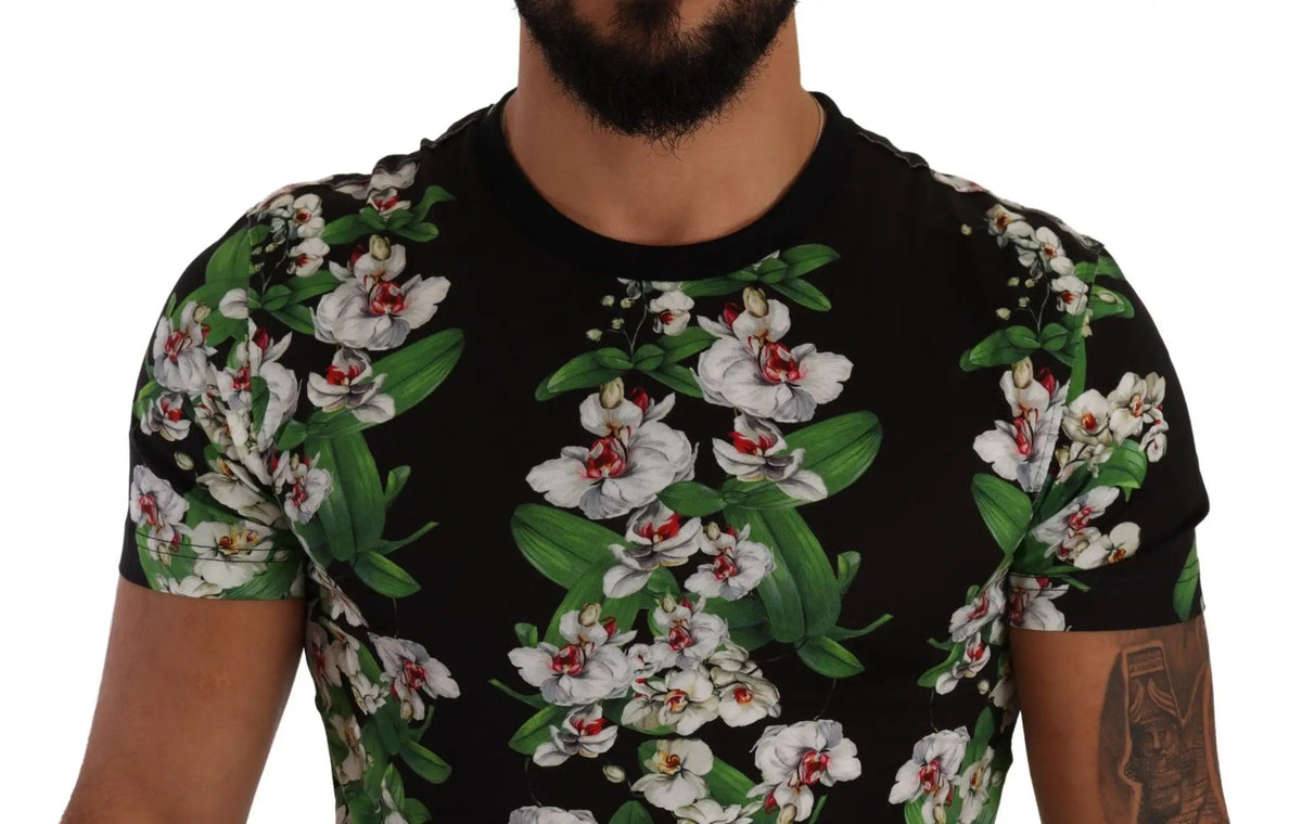 Dolce & Gabbana Black Floral Print Crewneck T-shirt - HBPS Beauty & Fashion
