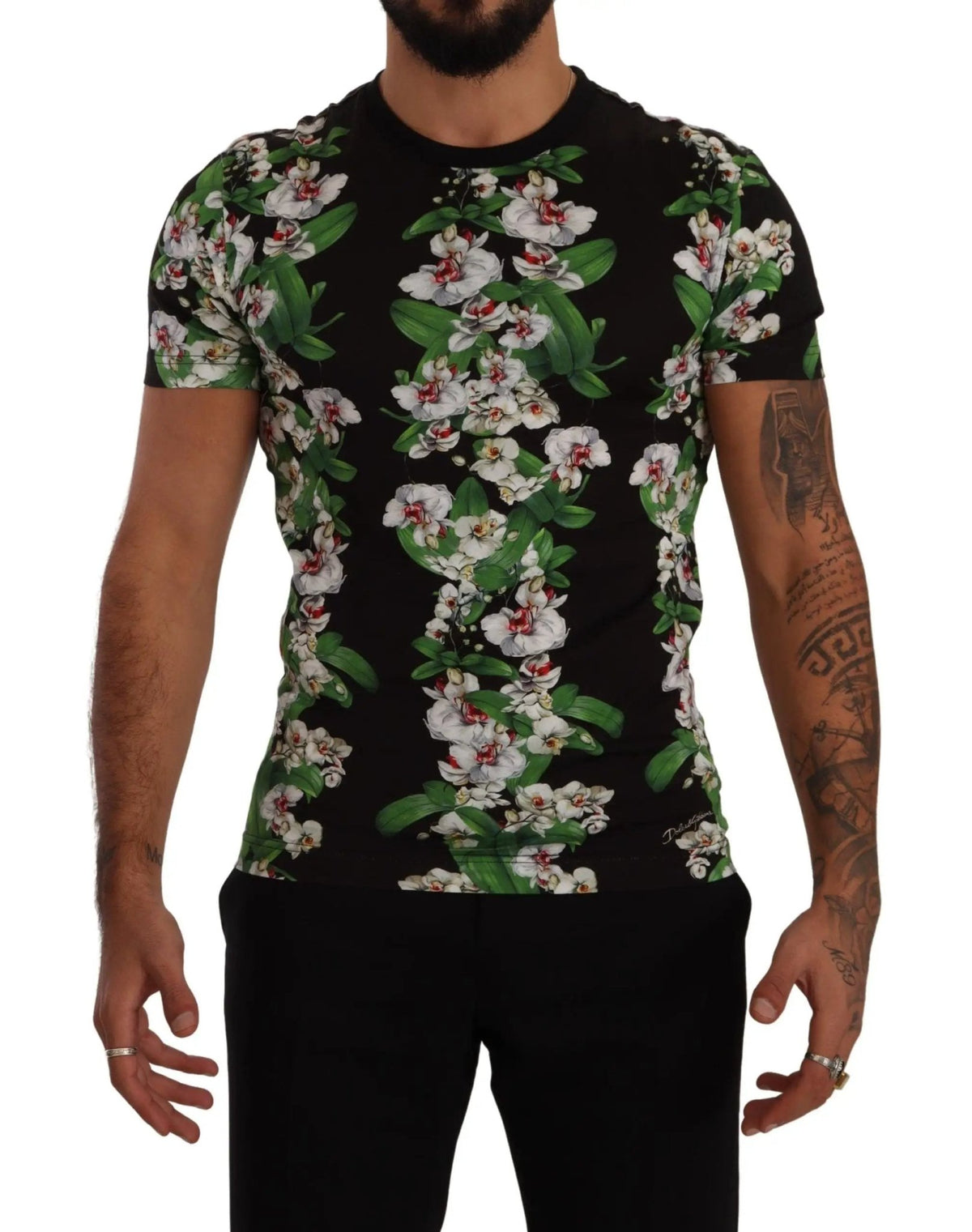 Dolce & Gabbana Black Floral Print Crewneck T-shirt - HBPS Beauty & Fashion