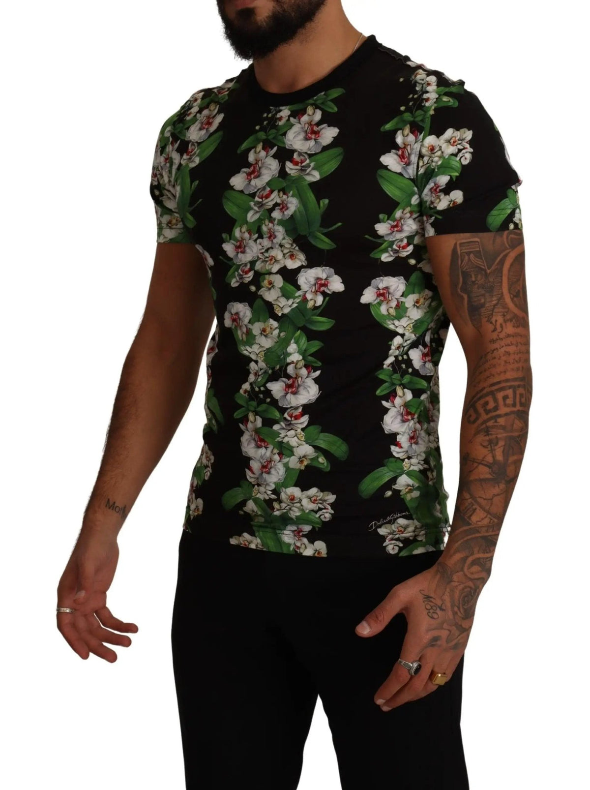 Dolce & Gabbana Black Floral Print Crewneck T-shirt - HBPS Beauty & Fashion