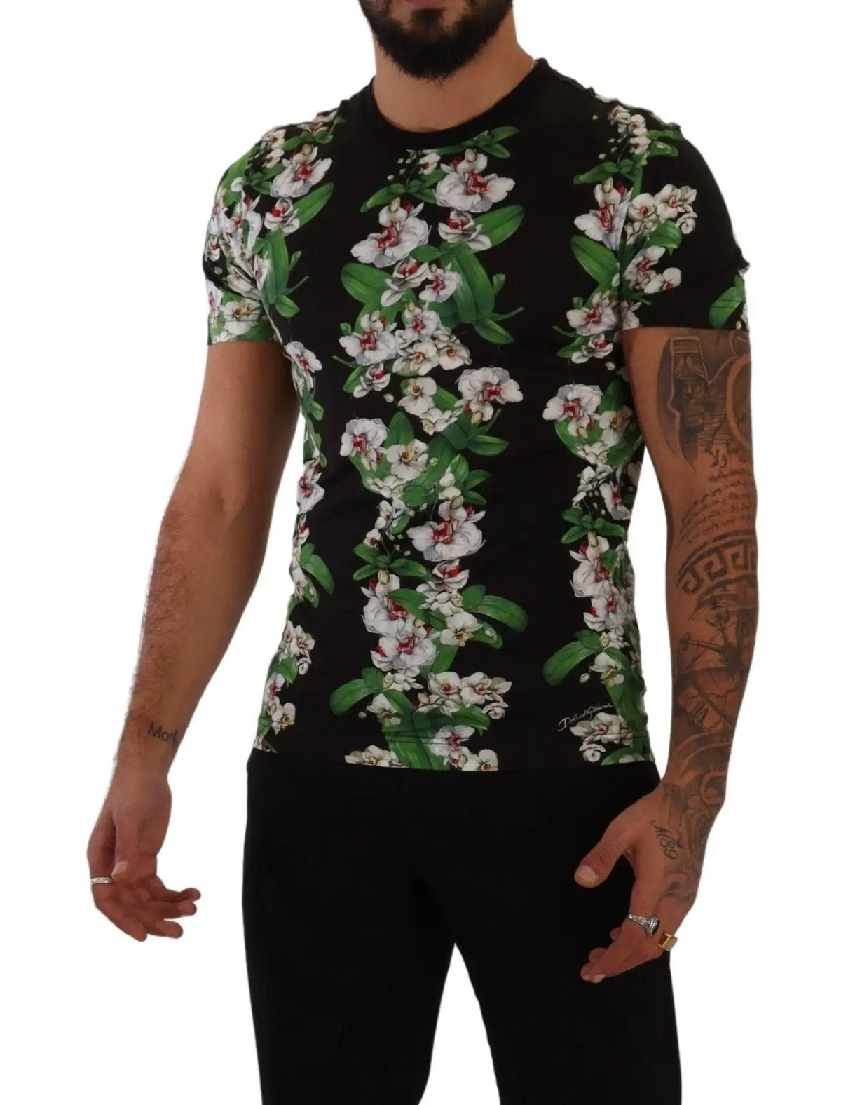 Dolce & Gabbana Black Floral Print Crewneck T-shirt - HBPS Beauty & Fashion