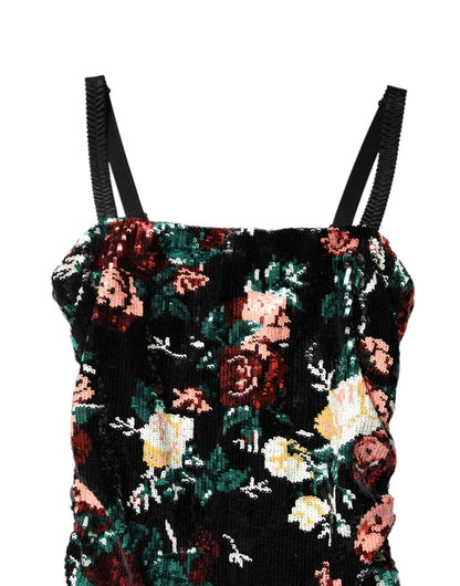 Dolce & Gabbana Black Floral Sequin Sleeveless Sheath Dress - HBPS Beauty & Fashion