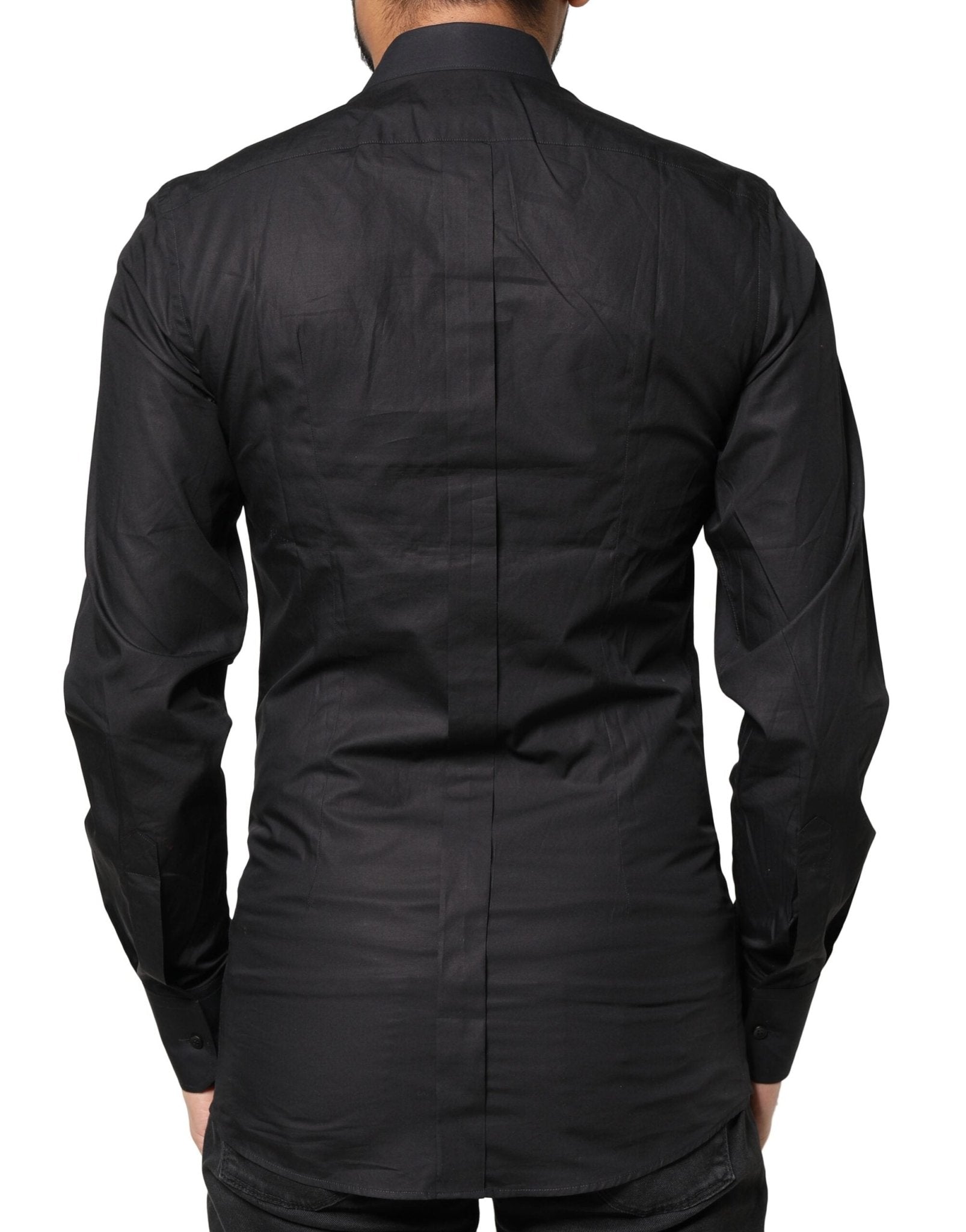 Dolce & Gabbana Black GOLD Cross Embellished Men Dress Shirt - HBPS Beauty & Fashion